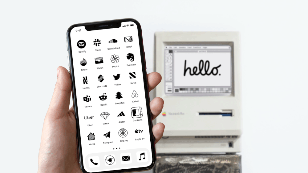 A design icon!  iOS Old School is inspired by iconography from early Apple computers